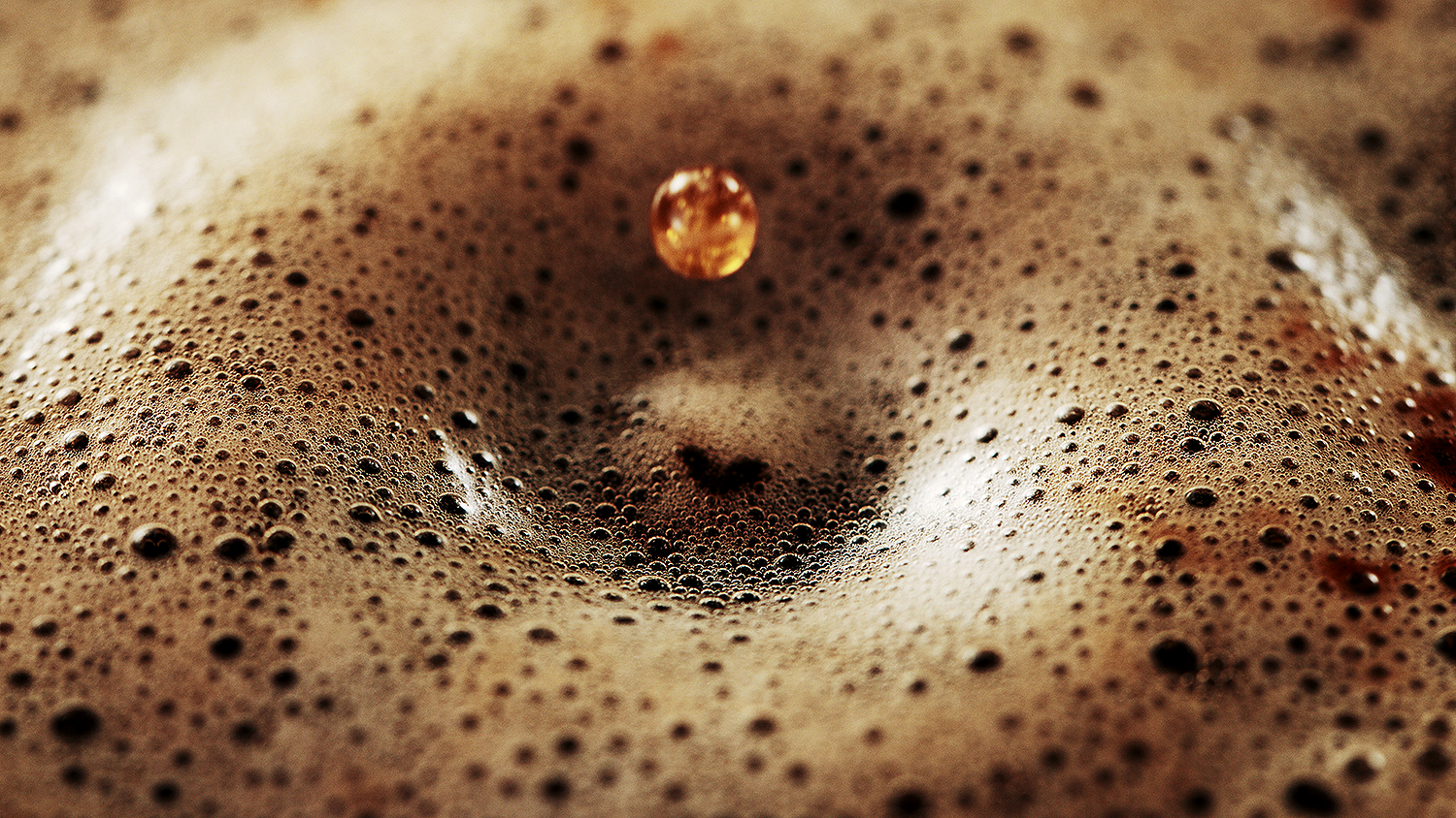Close up of coffee with one drop causing a ripple effect. 